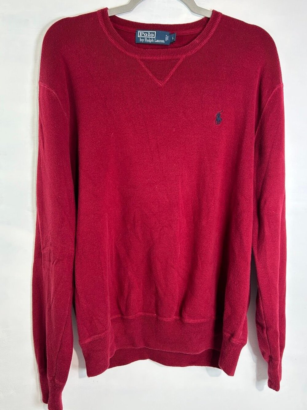 Polo Ralph Lauren Red Crewneck Knit Sweater Men Large Pony Classic Preppy